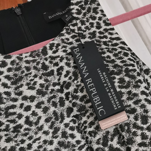 Banana Republic stunning animal print dress, size 6, black/beige/silver - Picture 4 of 6